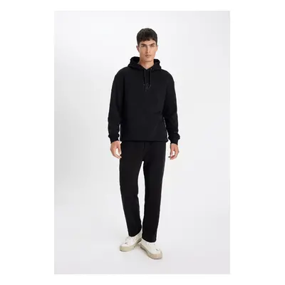 DEFACTO Black Regular Fit Regular Cut Straight Leg Cotton Sweatpants