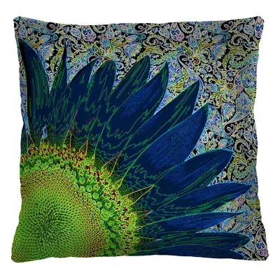 Bertoni Home Unisex's Square Pillow Blue Flower Navy Blue/Green