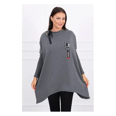 Oversized sweatshirt with asymmetrical graphite sides