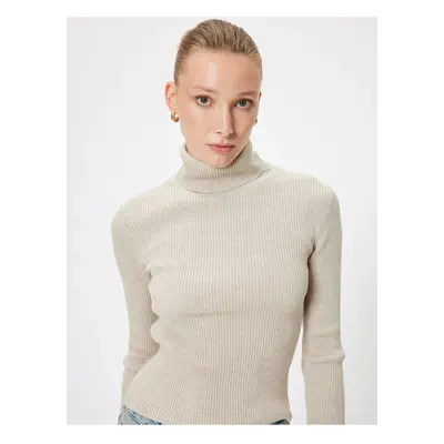 Koton Basic Long Sleeve Ribbed Knit Turtleneck Sweater