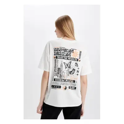 DEFACTO Oversize Fit Crew Neck Printed Short Sleeve T-Shirt