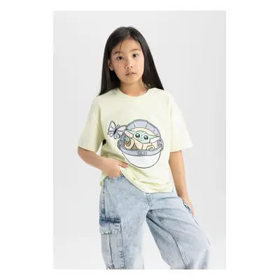 DEFACTO Girl Star Wars-mandalorian Relax Fit Crew Neck Short Sleeve T-Shirt