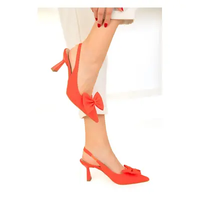 Soho Orange Matte Satin Women's Classic Heeled Shoes