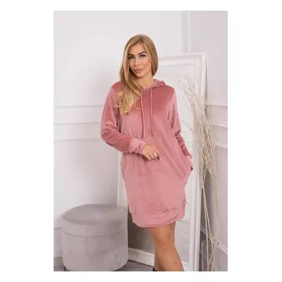 Velour dress with hood navy pink