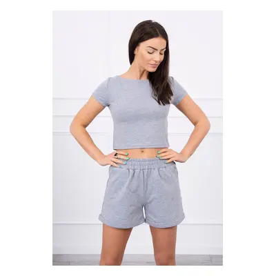 Cotton set with shorts in gray color