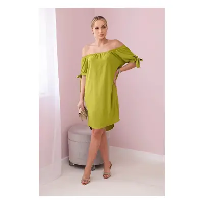 Women's dress with ties on the sleeves - kiwi