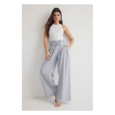 Trendyol Multicolored Striped Linen Look Wide Leg Trousers