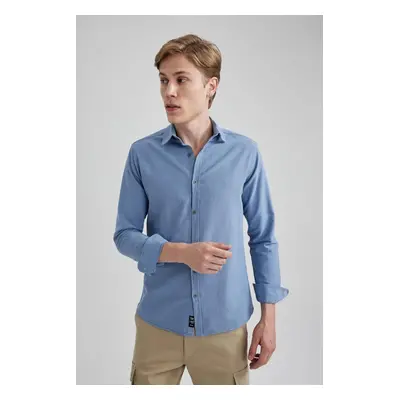 DEFACTO Slim Fit Slim Fit Cotton Long Sleeve Shirt