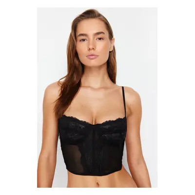 Trendyol Black Lace String Strap Underwire Detailed Capless Bustier Knitted Bra