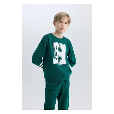 DEFACTO Boy's Crew Neck Printed Sweatshirt