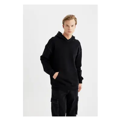 DEFACTO Comfort Regular Fit Casual Pattern Hooded Basic Sweatshirt