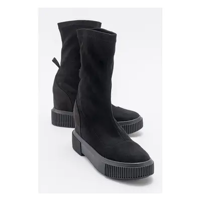 LuviShoes Black Suede Women's Wedge Heel Boots