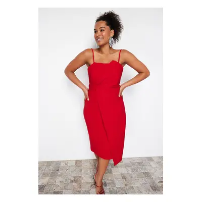 Trendyol Curve Red Adjustable Straps Bodycon Midi/Mid Length Woven Plus Size Dress