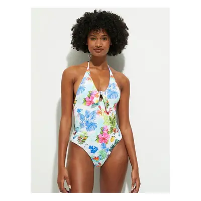 Blue-white floral one-piece swimwear Desigual - Women