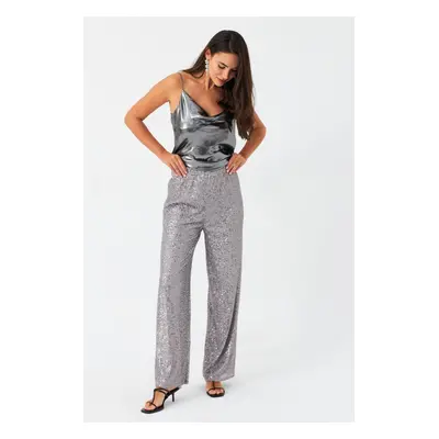 Cool & Sexy Women's Gray Sequined Trousers SHR8