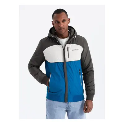 Ombre Colorful lightweight men's sports jacket with fleece - blue and graphite