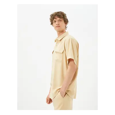 Koton Summer Shirt Short Sleeve Flap Double Pocket Button Classic Collar