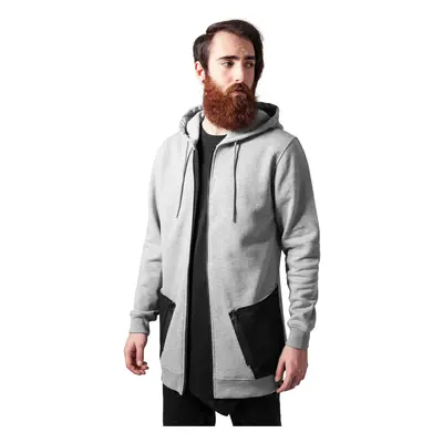 Long Peached Tech Zipper Hoody Grey/Bl