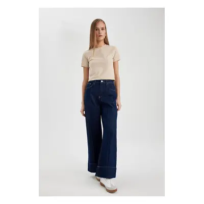 DEFACTO Wide Leg High Waist Wide Leg Crop Jeans