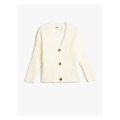 Koton Girl's Ecru Cardigan