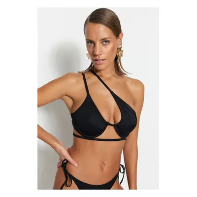 Trendyol Black Underwired kivágott / ablakos bikini felső