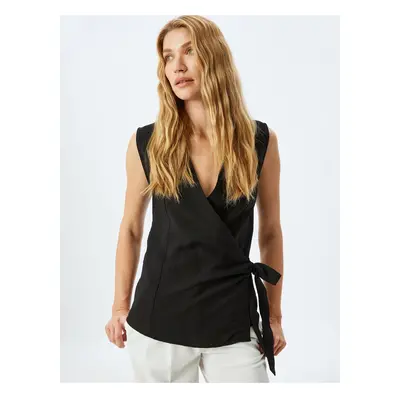 Koton Viscose Sleeveless Double Breasted Blouse with Side Tie Detail