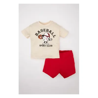 DEFACTO Baby Boy Printed Short Sleeve T-Shirt Shorts 2-Piece Set