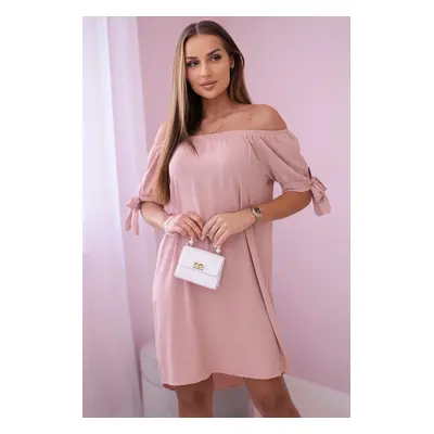 Kesi Włoski Dress tied on the sleeves powdered pink