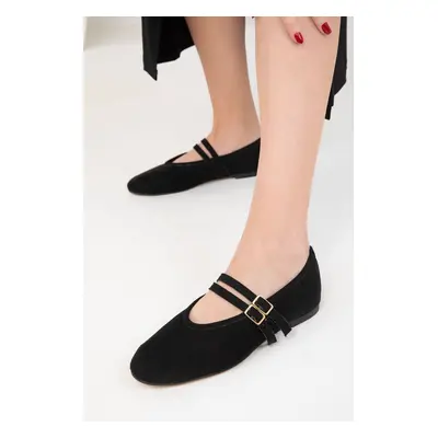 Soho Black Suede Women's Ballerinas