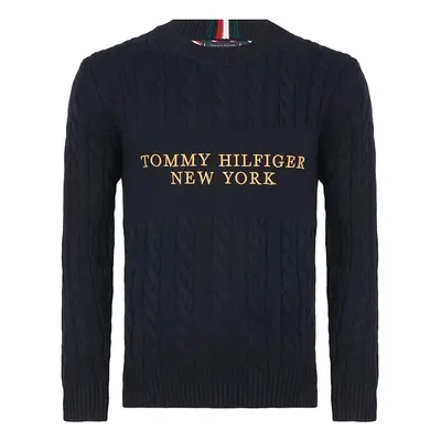 Tommy Hilfiger Sweater - GRAPHIC CABLE SWEATER dark blue