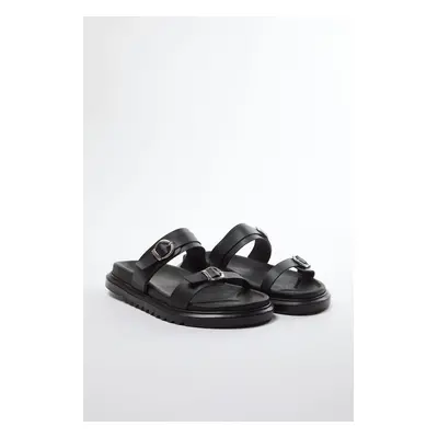 Trendyol Black Double Buckle Thick Sole Women's Slippers