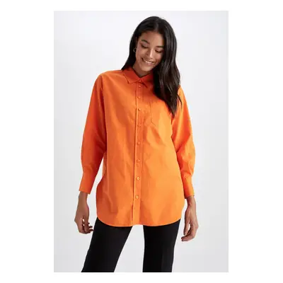 DEFACTO Relax Fit Poplin Long Sleeve 100% Cotton Shirt Tunic