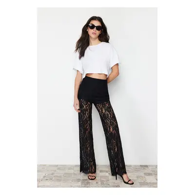 Trendyol Black Lace Flare Flare Leg Woven Trousers