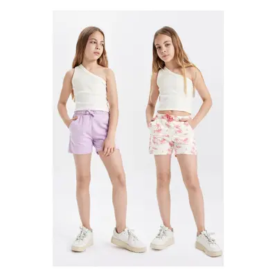 DEFACTO Girl's Printed 2-Piece Shorts