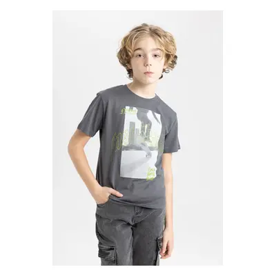 DEFACTO Boys' Crew Neck Printed Short Sleeve T-Shirt