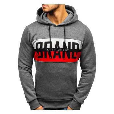 Men's hooded sweatshirt "BRAND" KS1803 - dark grey