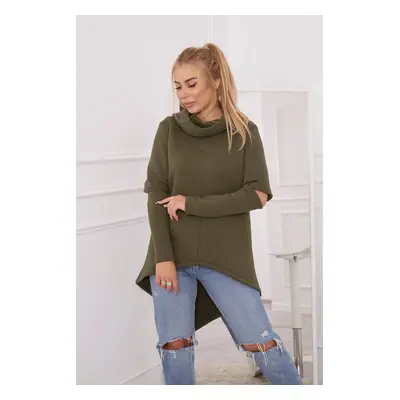 Insulated sweatshirt with a longer back in khaki color