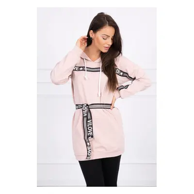 Dress decorated with a dark powder pink tape