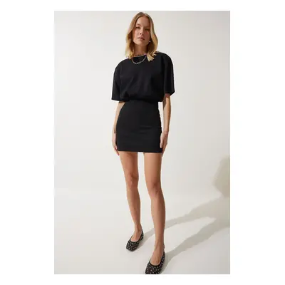 Happiness İstanbul Women's Black Padded Lycra Knitted Dress