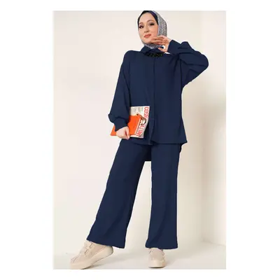 Bigdart T5858 Knitted Hijab Double Suit - C.Navy Blue