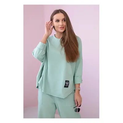 Włoski Cotton sweatshirt pants set dark mint