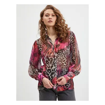 Dark pink Ladies Patterned Shirt Guess Raven - Women