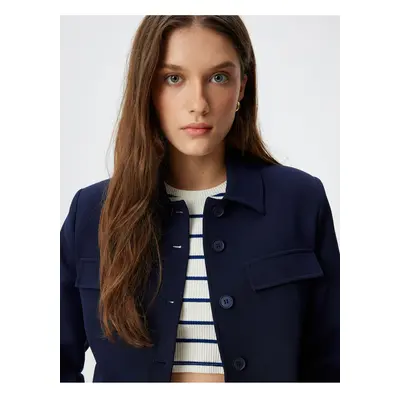 Koton Crop Jacket with Buttoned Flap Pocket Detail