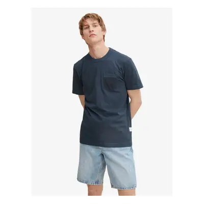 Dark blue mens basic T-shirt with pocket Tom Tailor - Men