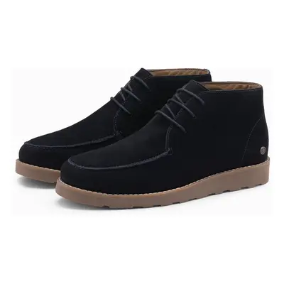 Ombre Men's eco leather shoes with insulated high upper - black