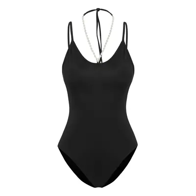 Trendyol Black V Neck Accessory Swimsuit