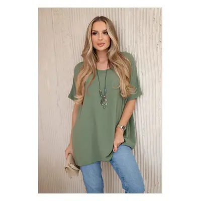 Włoski Oversized blouse with pendant bright green