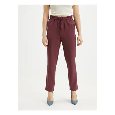 Burgundy cropped trousers VERO MODA-Theressa - Women