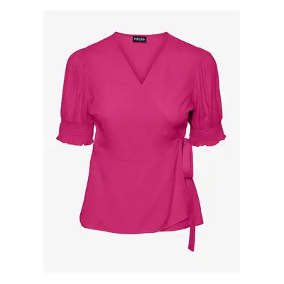 Dark pink women's wrap blouse Pieces Tala - Women's