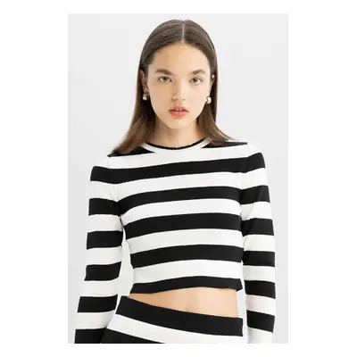 DEFACTO Cool Slim Fit Slim Cut Striped Crew Neck Knitwear Sweater